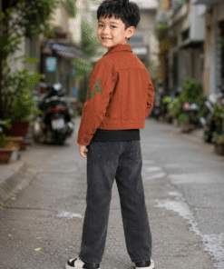 Áo Khoác Kaki Bé Trai & Bé Gái Màu Cam Đất Phong Cách Hàn Quốc - ảnh 4
