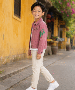 Áo Khoác Kaki Trẻ Em Dáng Ngắn Màu Hồng Hàn Quốc - ảnh 5