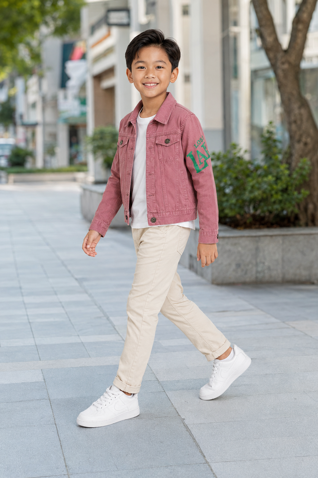 Áo Khoác Kaki Trẻ Em Dáng Ngắn Màu Hồng Hàn Quốc - Ảnh 4