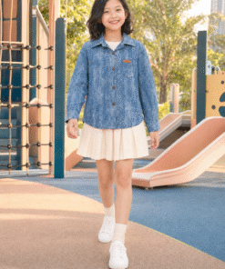 Áo Khoác / Sơ Mi Jean Bé Trai & Bé Gái Họa Tiết Vân Xước Hàn Quốc - ảnh 6
