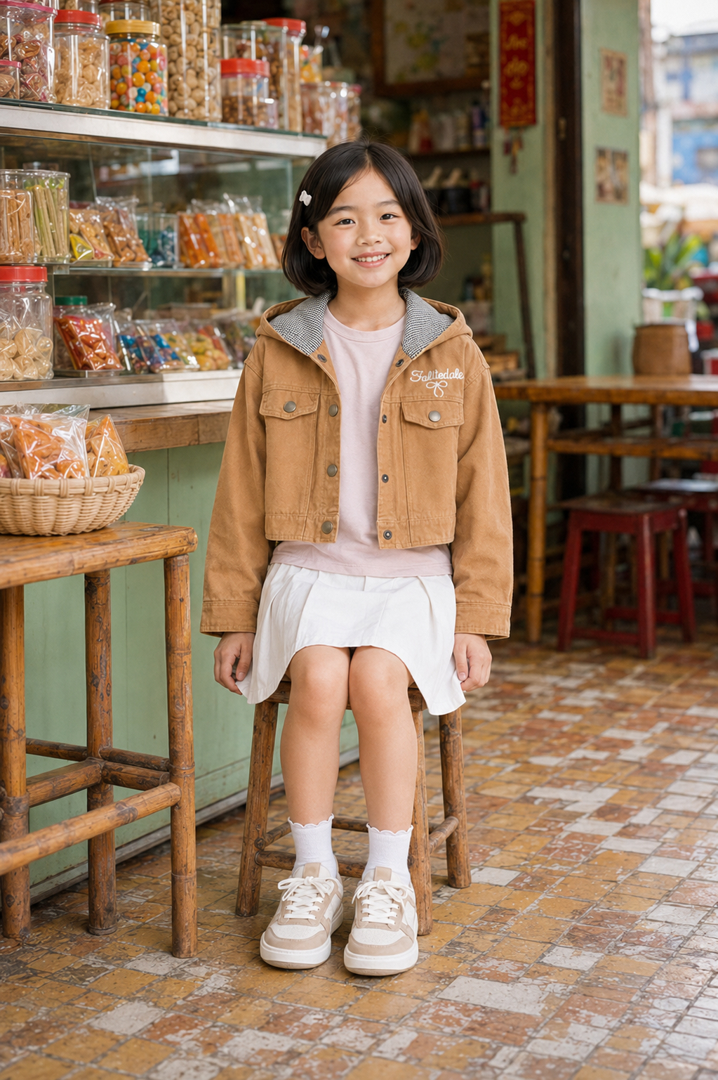 Áo Khoác Kaki Có Mũ Cho Bé Trai & Bé Gái Màu Vàng Bò Lót Nón Kẻ Caro - Ảnh 3