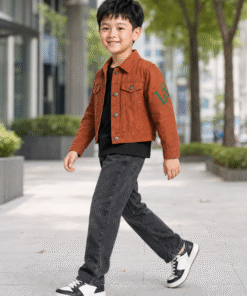 Áo Khoác Kaki Bé Trai & Bé Gái Màu Cam Đất Phong Cách Hàn Quốc - ảnh 5
