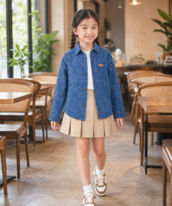 Áo Khoác / Sơ Mi Jean Bé Trai & Bé Gái Hoạ Tiết Vân Loang Hàn Quốc