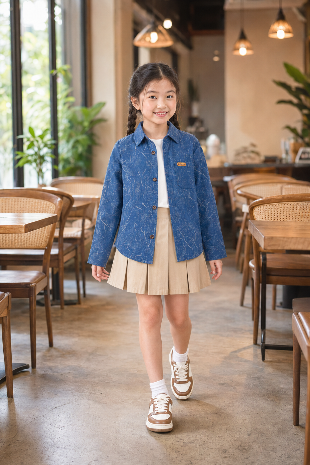 Áo Khoác / Sơ Mi Jean Bé Trai & Bé Gái Hoạ Tiết Vân Loang Hàn Quốc