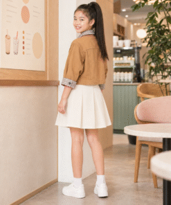 Áo Khoác Kaki Bé Trai / Bé Gái Cổ Sơ Mi Kẻ Sọc Phong Cách Hàn Quốc - ảnh 4