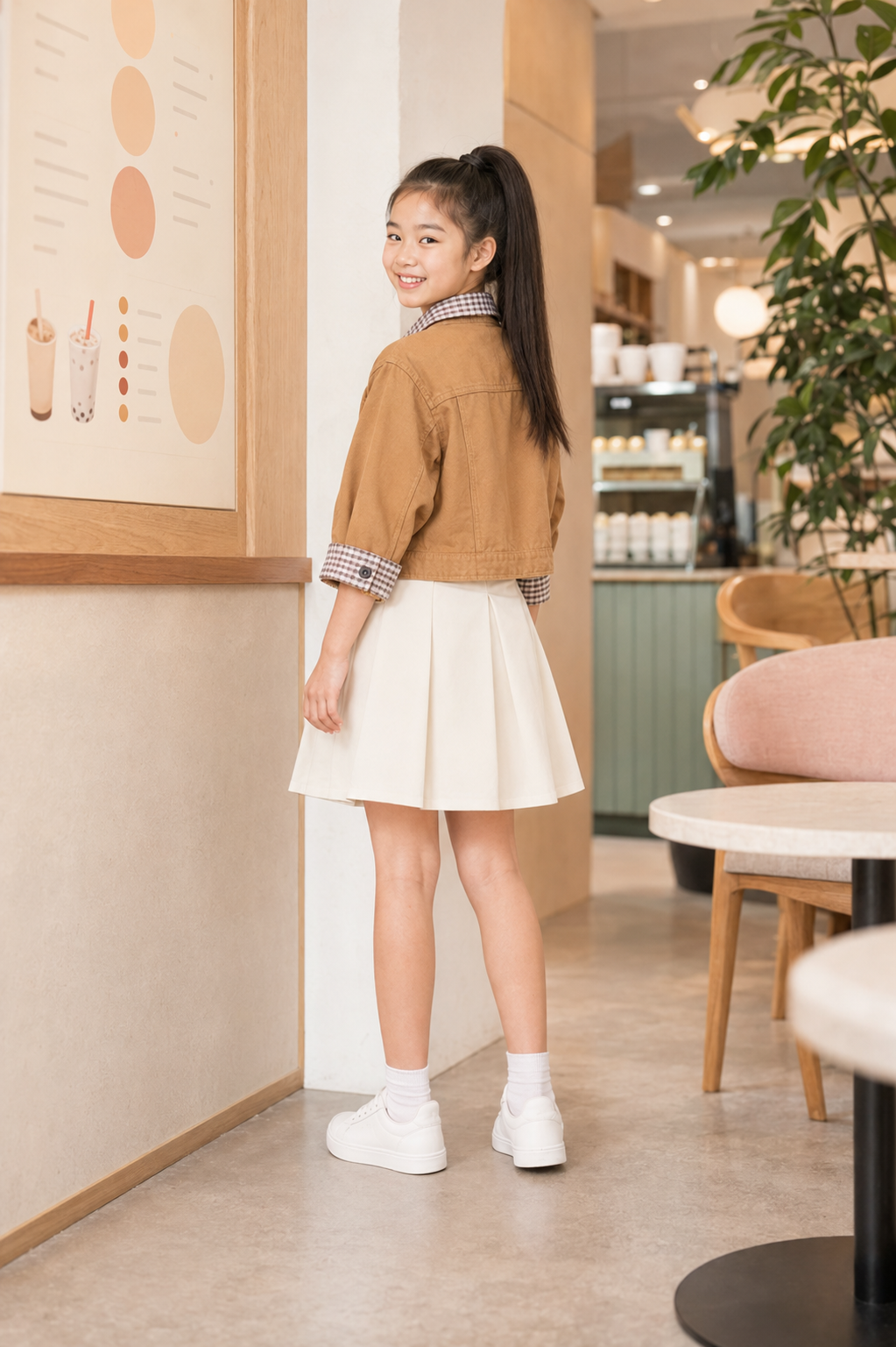 Áo Khoác Kaki Bé Trai / Bé Gái Cổ Sơ Mi Kẻ Sọc Phong Cách Hàn Quốc - Ảnh 4