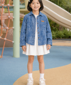 Alternative view of Áo Khoác / Sơ Mi Jean Bé Trai & Bé Gái Màu Xanh Denim Vân Xước Hàn Quốc